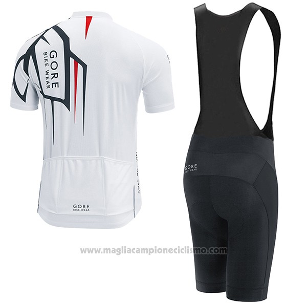 2017 Abbigliamento Ciclismo Gore Bike Wear Power Adrenaline Bianco Manica Corta e Salopette